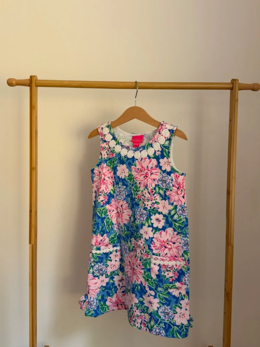 Lilly Pulitzer Girls Floral Shift Dress Blue Pink Sleeveless